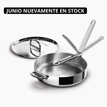 Sartén de Acero Inoxidable Con Mango Plegable 28cm