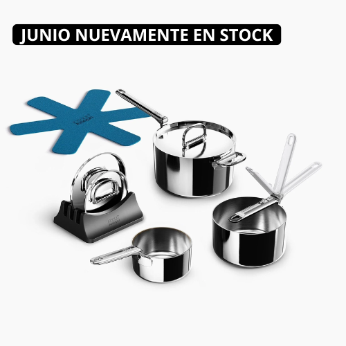 Batería de Cocina Steel con Mango Plegable 3pzs