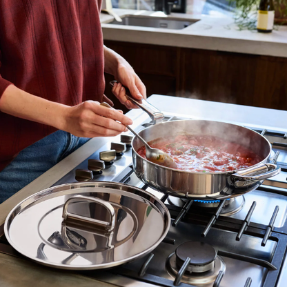 Sartén de Acero Inoxidable Con Mango Plegable 28cm | Con Tapa