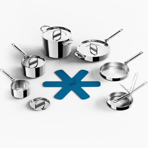 Batería de Cocina de Acero Inoxidable con Mango Plegable 6pzs