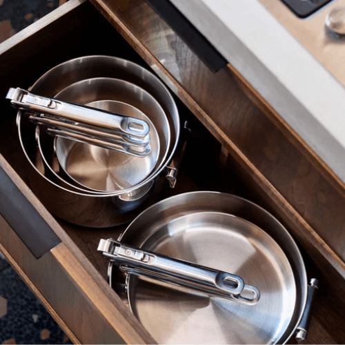 Batería de Cocina Steel con Mango Plegable 3pzs - Good Kitchen