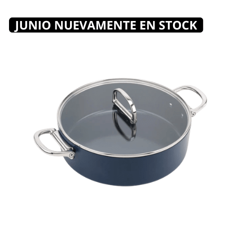 Cacerola Baja con Recubrimiento Cerámico de 28cm Con Tapa y mangos plegables - Good Kitchen