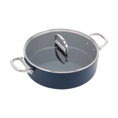 Cacerola Baja con Recubrimiento Cerámico de 28cm Con Tapa y mangos plegables - Good Kitchen