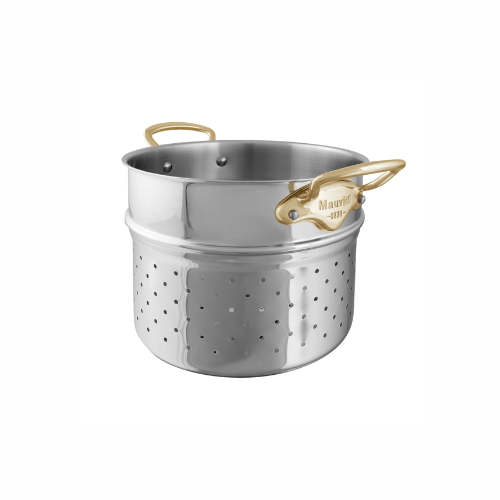 Vaporera y colador profundo de acero inoxidable y asas de latón Mauviel - Good Kitchen