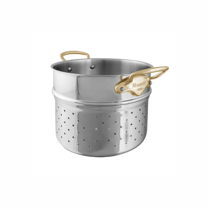 Vaporera y colador profundo de acero inoxidable y asas de latón Mauviel - Good Kitchen