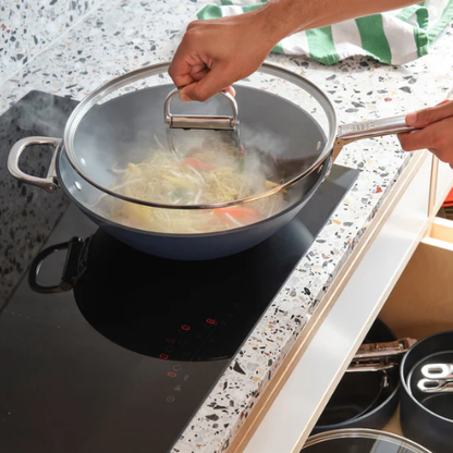 Wok Space con Recubrimiento Cerámico y Mango Plegable 32 cm | Con Tapa